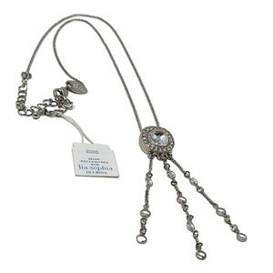 NWT Lia Sophia - Sparkling Cut Crystal Silver Finish Pendant Necklace (15" -18")